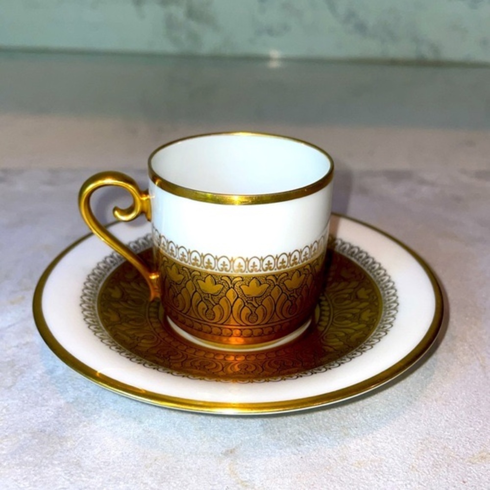 24 Karat Gold Demitasse Tirchenreuth Cup & Saucer Vintage Made in Germany EUC